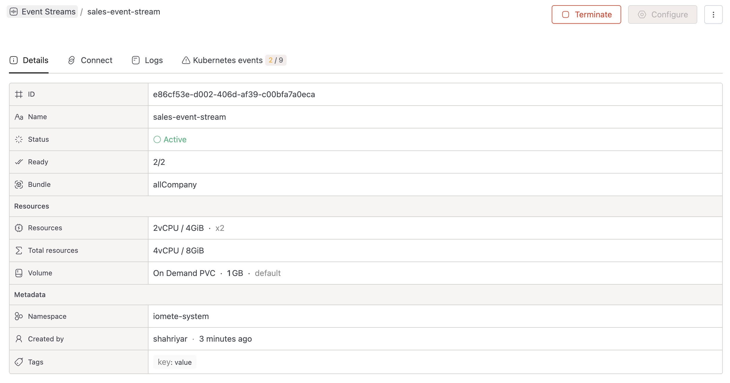 Event Stream active | IOMETE