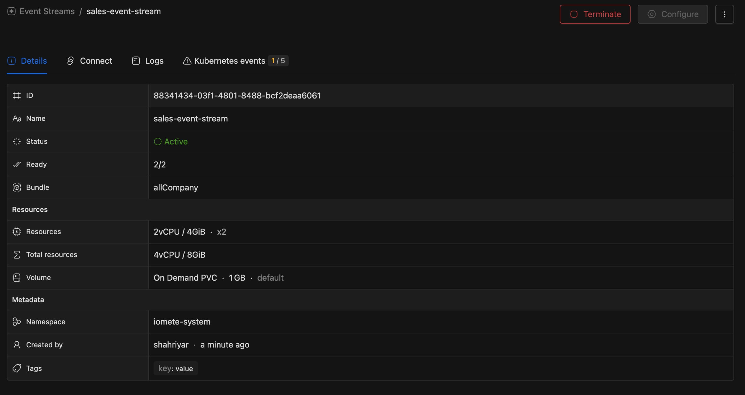 Event Stream active | IOMETE