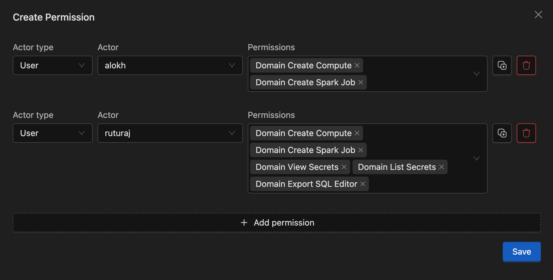 Add Domain Member Permissions | IOMETE