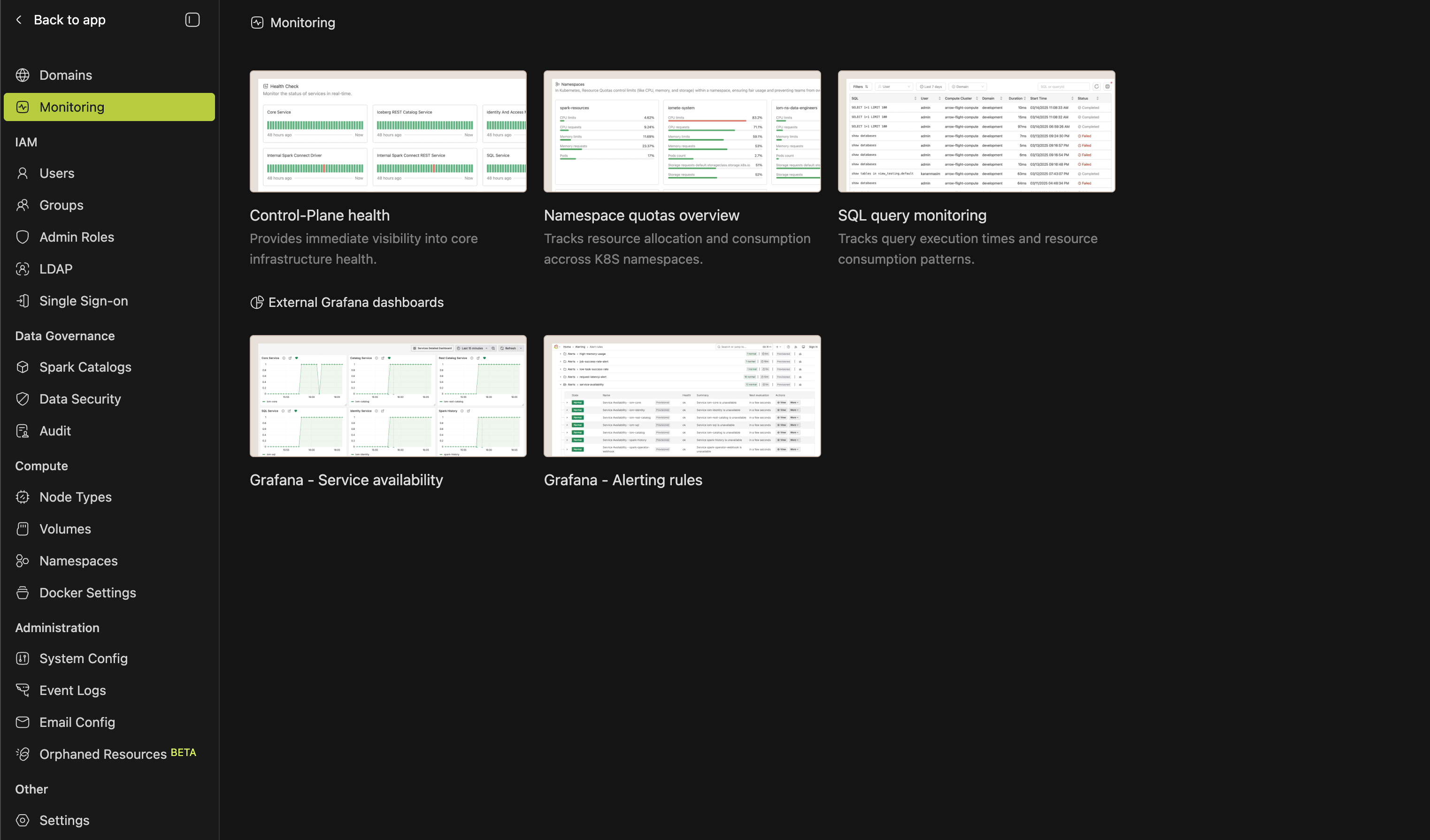 Admin Portal page | IOMETE