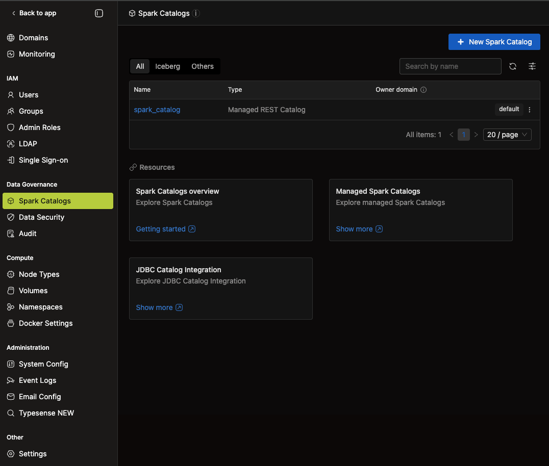 Spark Catalogs in Admin Portal | IOMETE