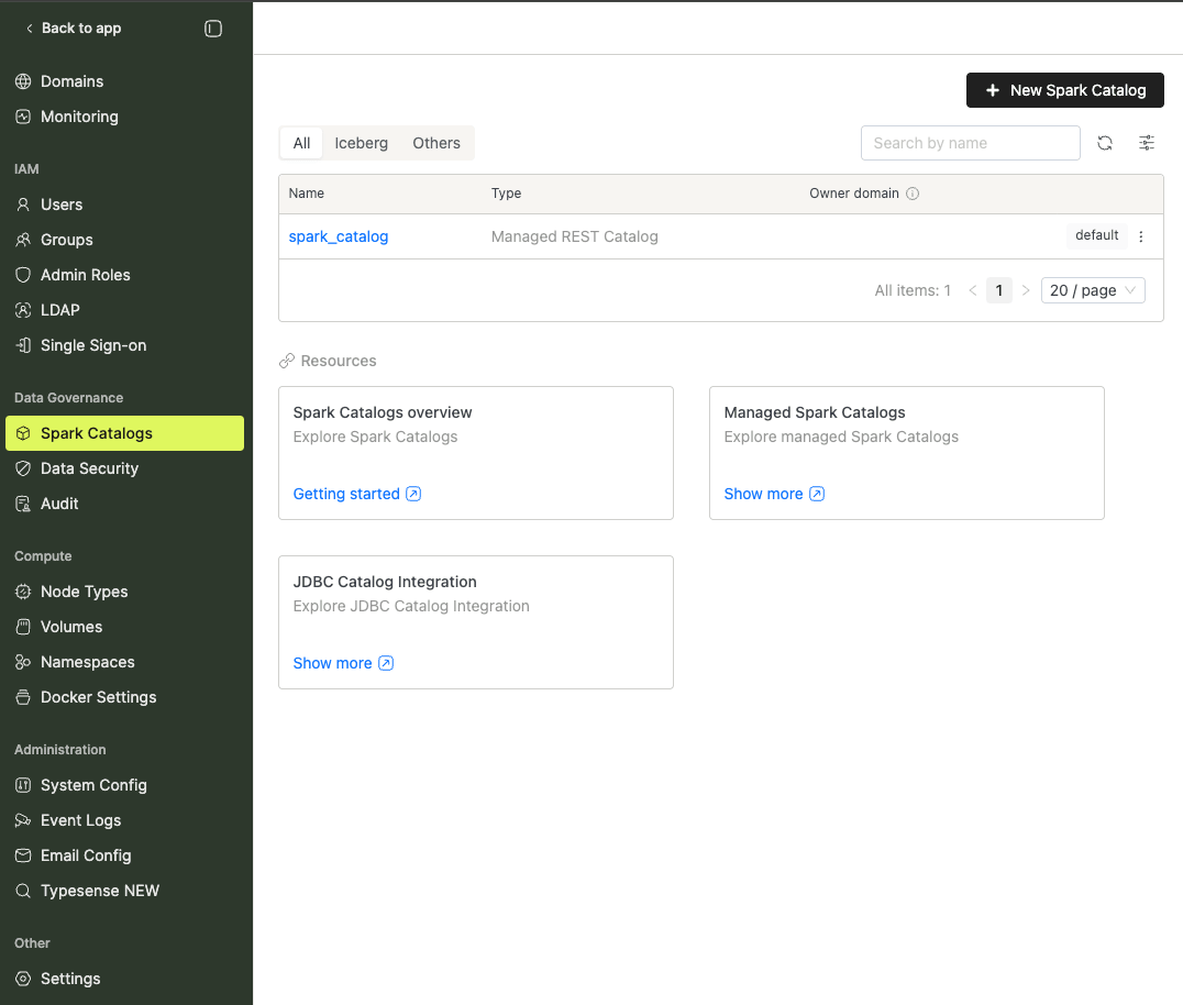 Spark Catalogs in Admin Portal | IOMETE