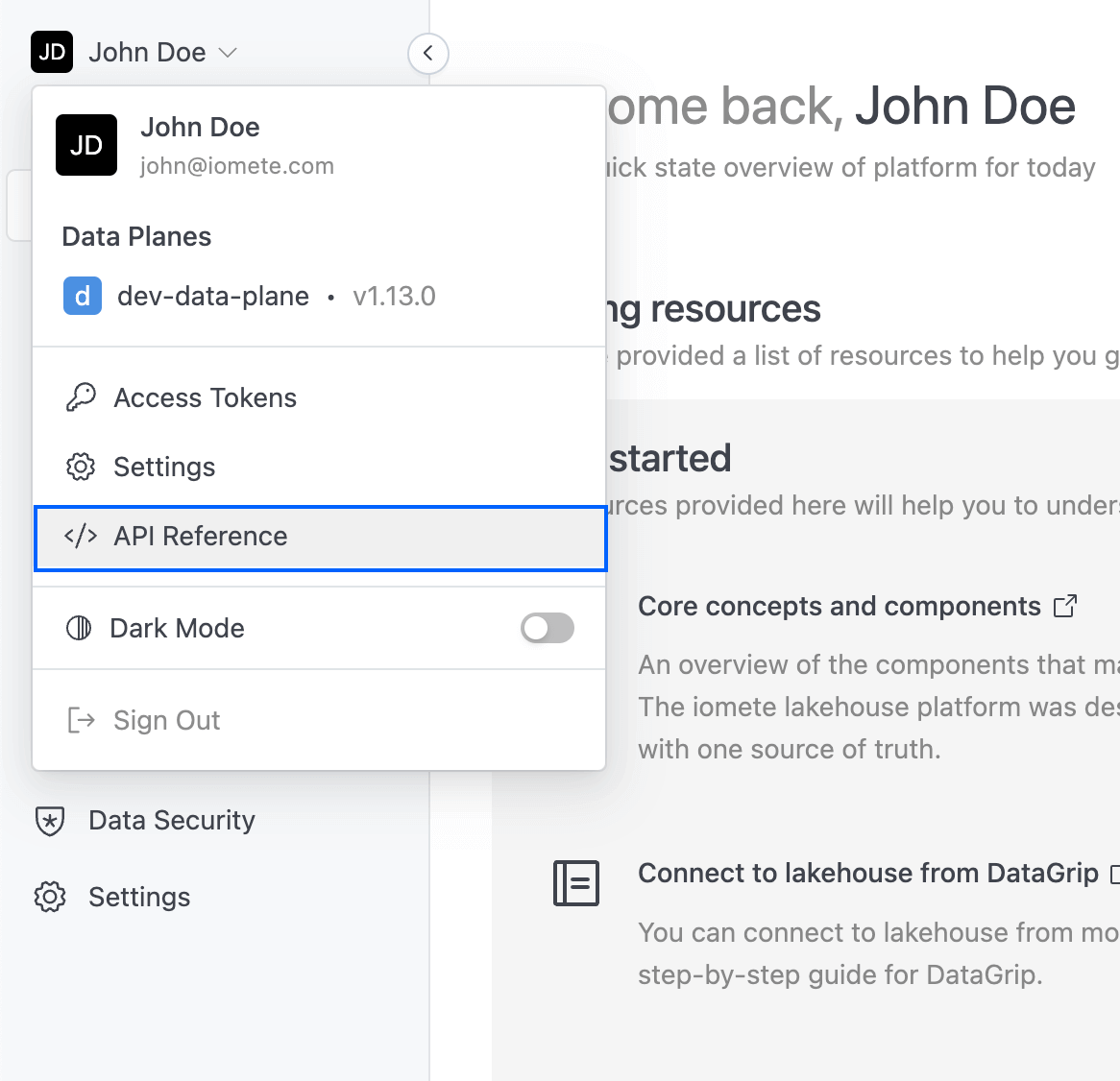 API Reference | IOMETE