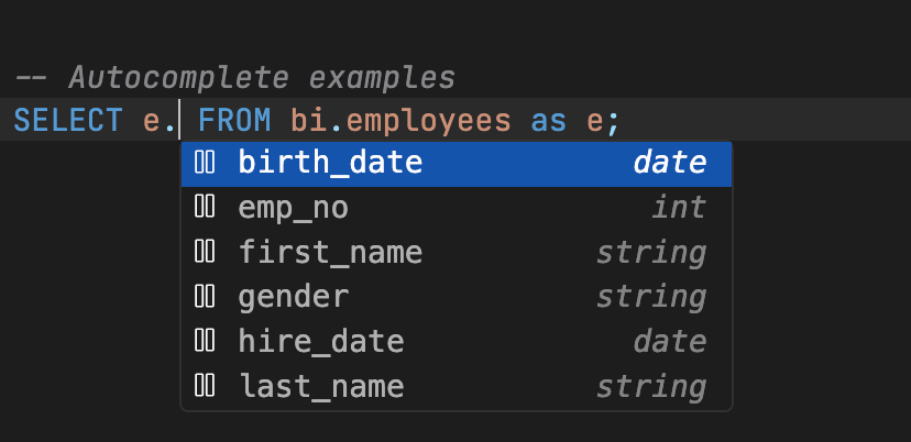 SQL Editor - Autocomplete columns | IOMETE