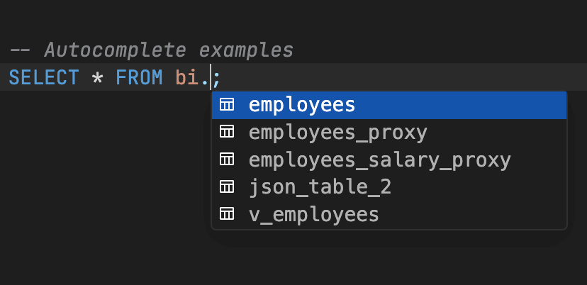 SQL Editor - Autocomplete tables | IOMETE