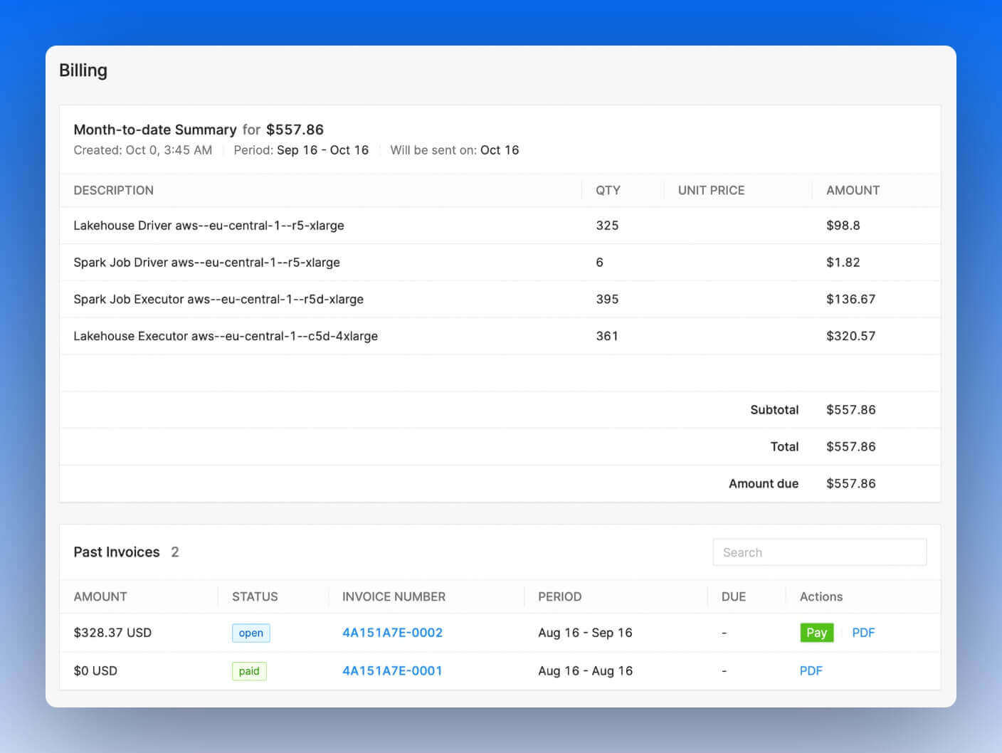IOMETE billing console