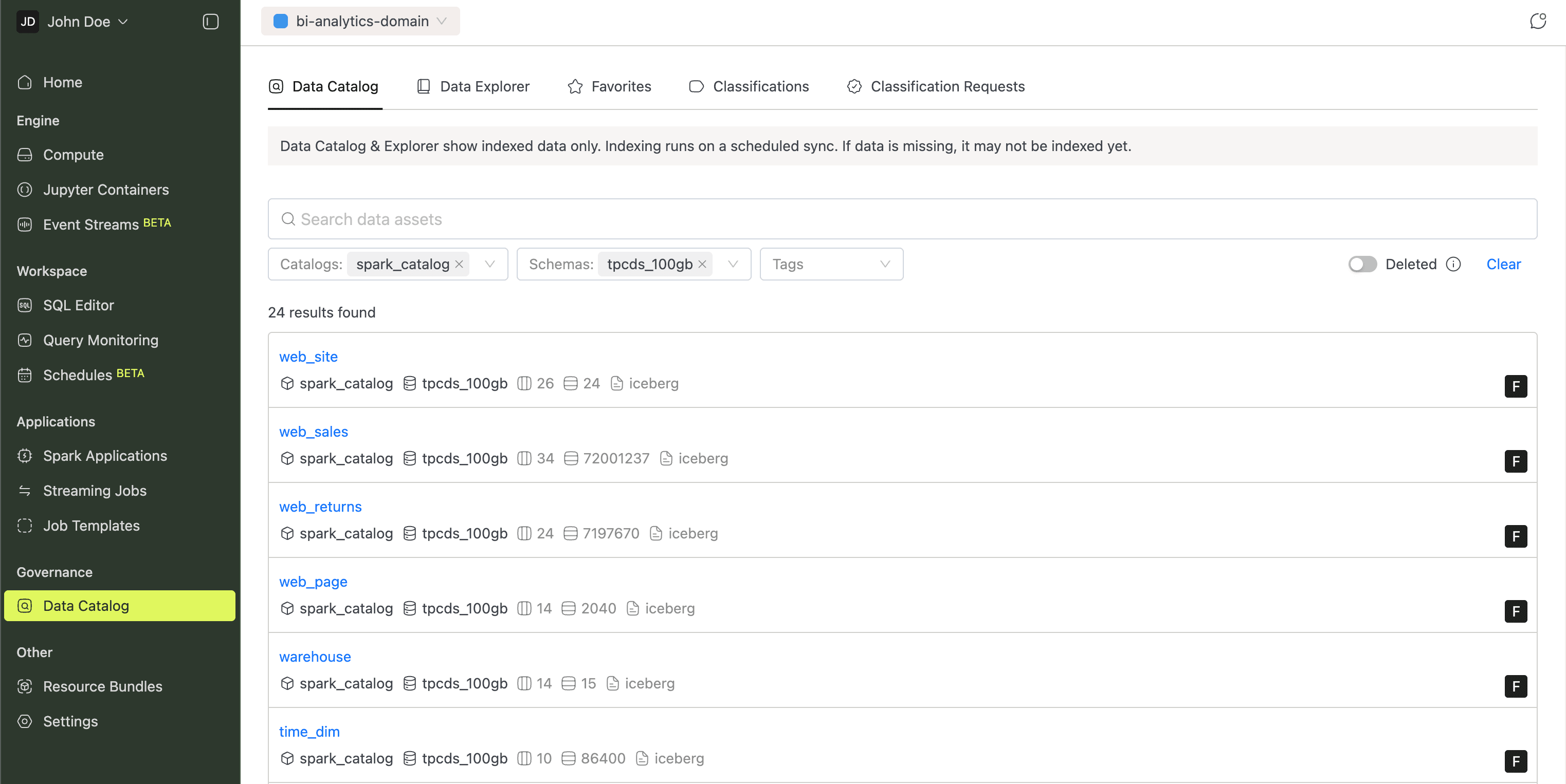 Data Catalog search | IOMETE