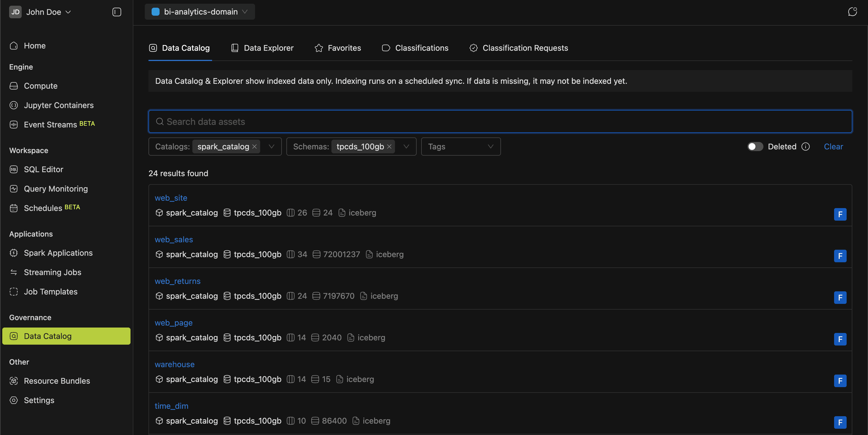 Data Catalog search | IOMETE