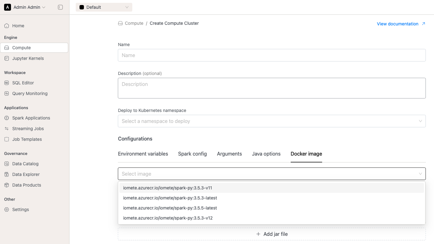 Compute cluster custom Docker image | IOMETE
