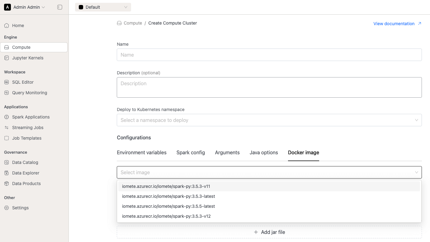 Compute cluster custom Docker image | IOMETE