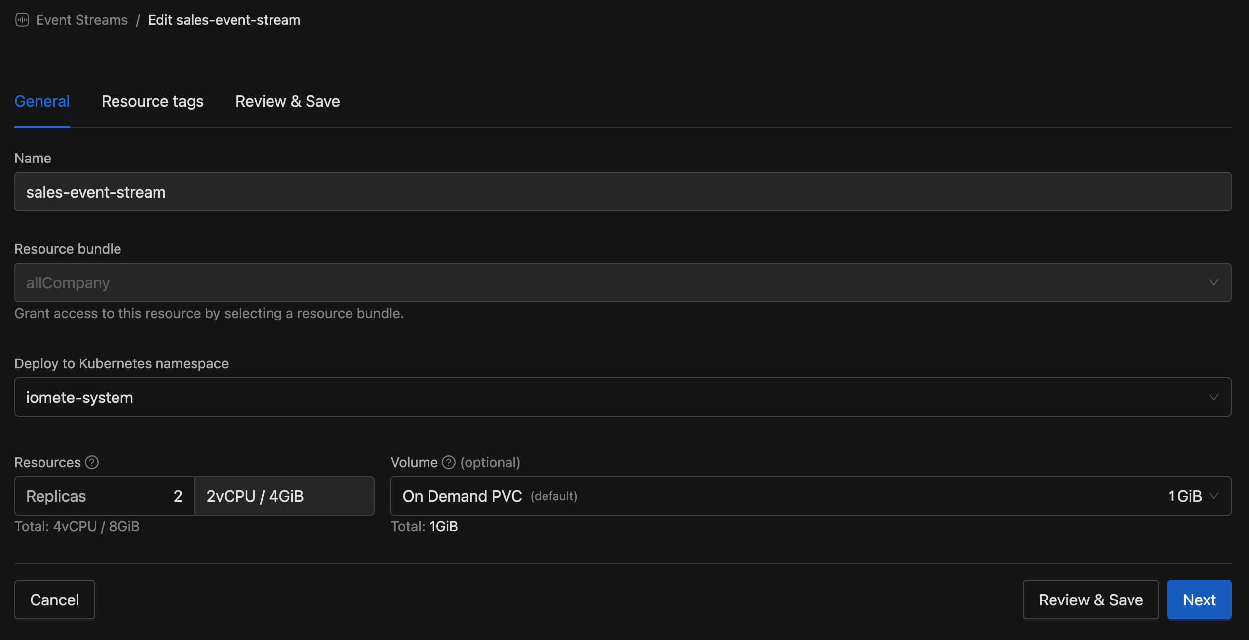 Configure Event Stream | IOMETE