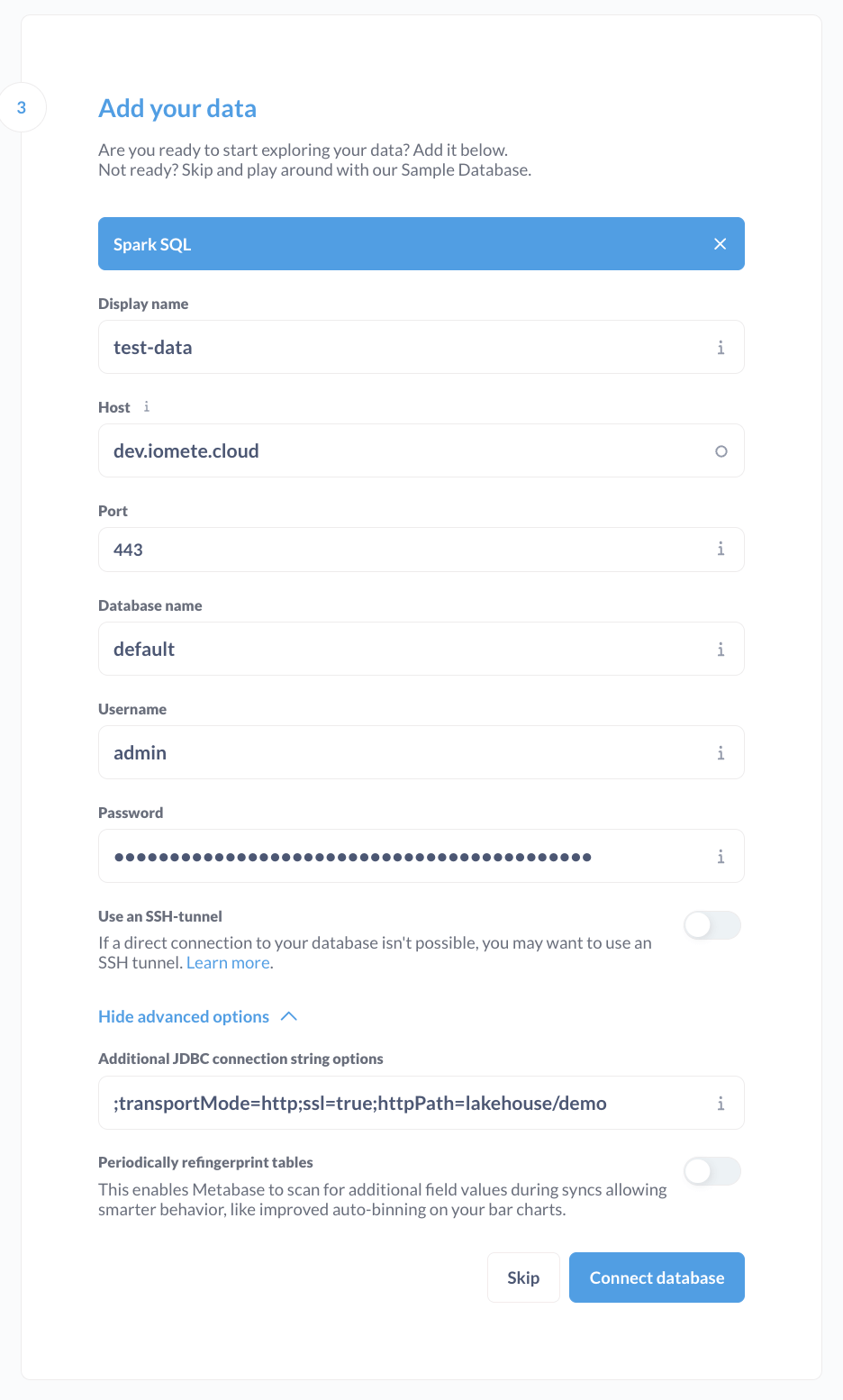 How to connect Metabase | IOMETE