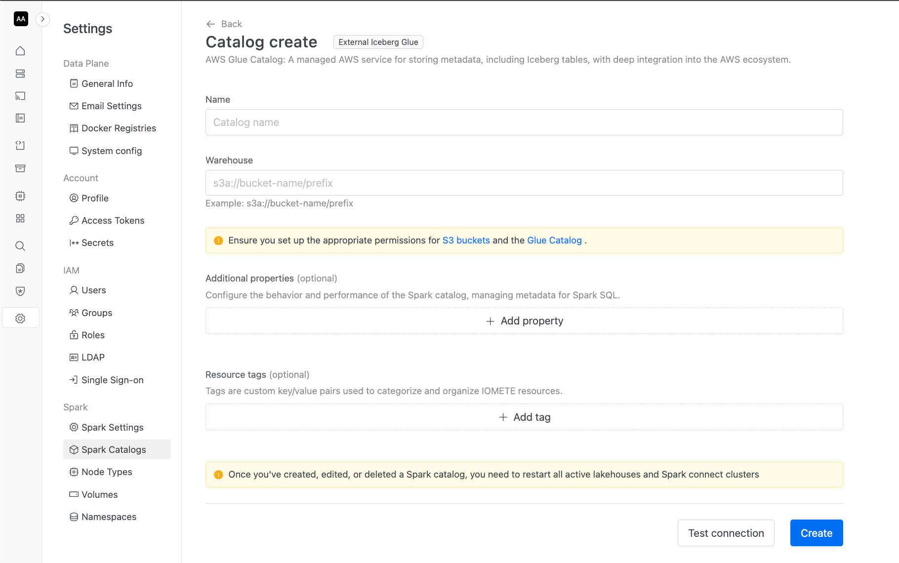 Create AWS Glue Catalog | IOMETE