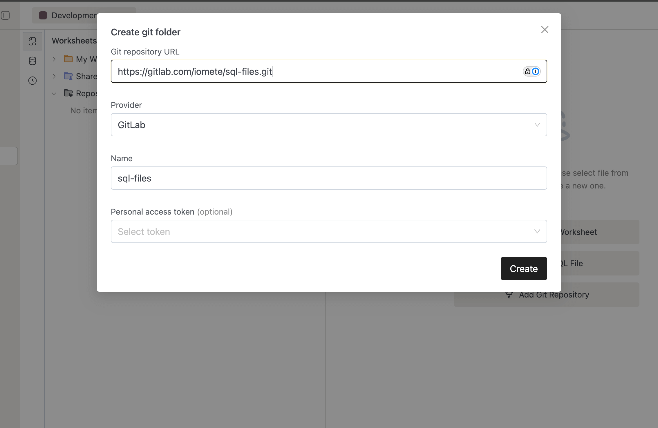 create git folder | IOMETE