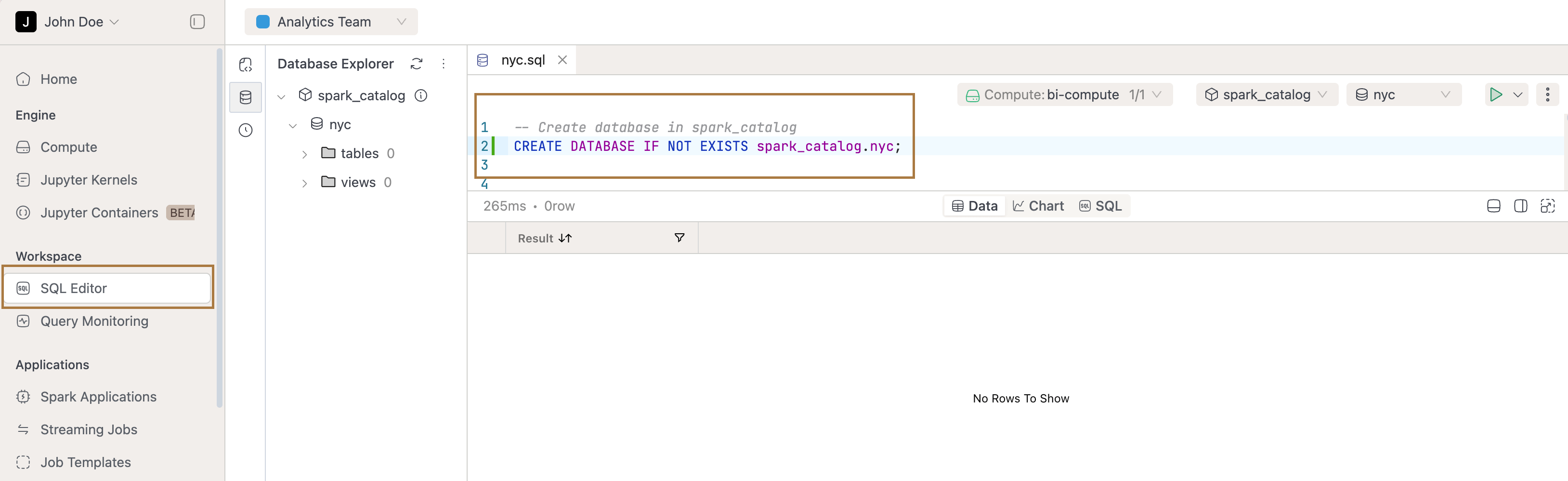 Create SQL database | IOMETE