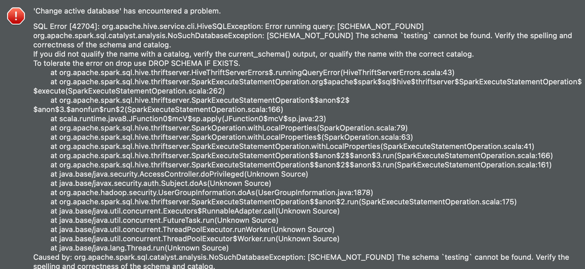 Schema not found error | IOMETE