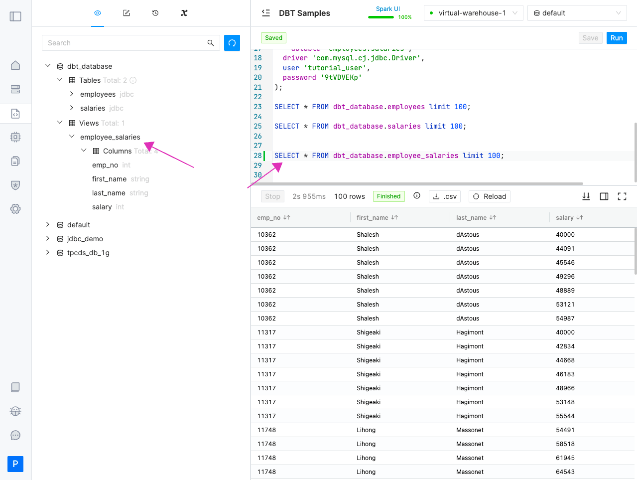 employee_salaries view | IOMETE