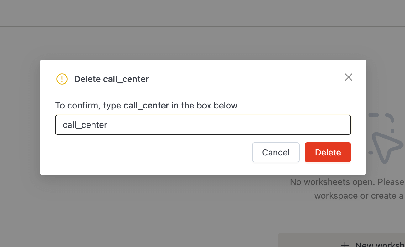 Data explorer delete table | IOMETE