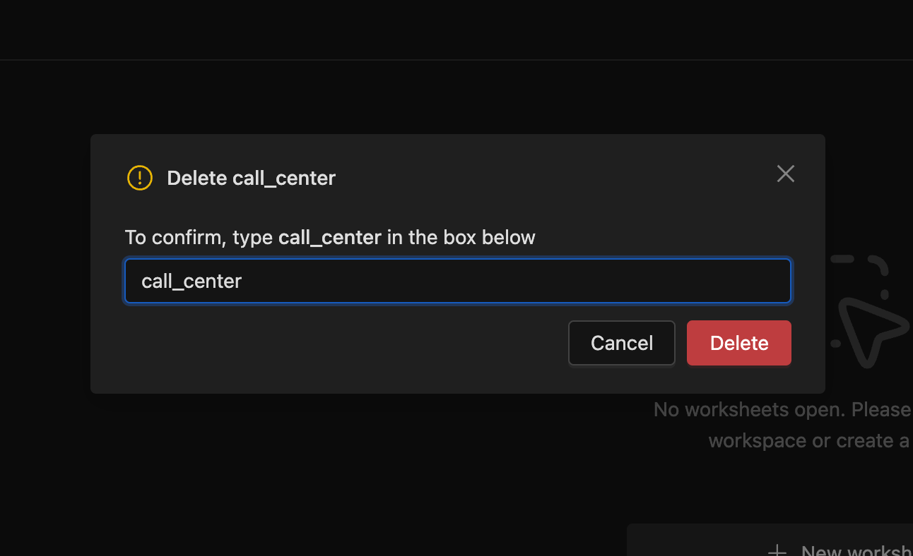 Data explorer delete table | IOMETE