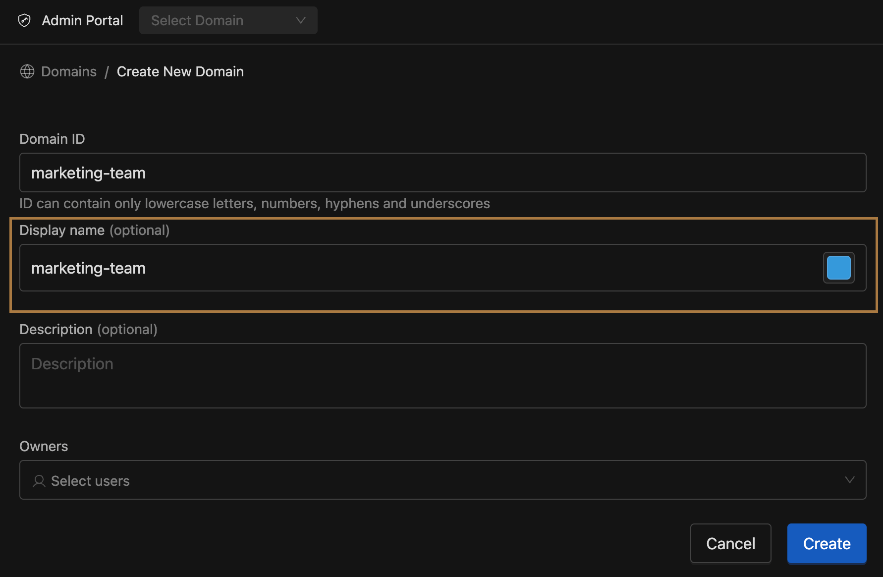 Domain Create Page | IOMETE