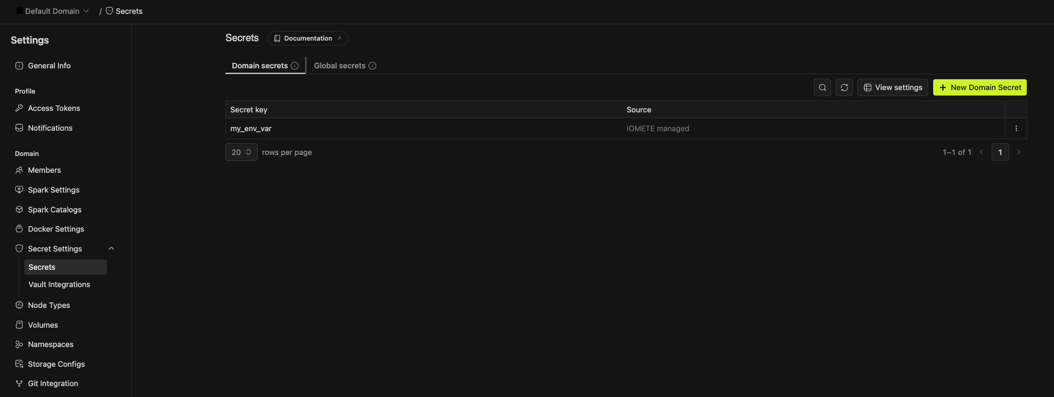 Domain level secret in IOMETE | IOMETE