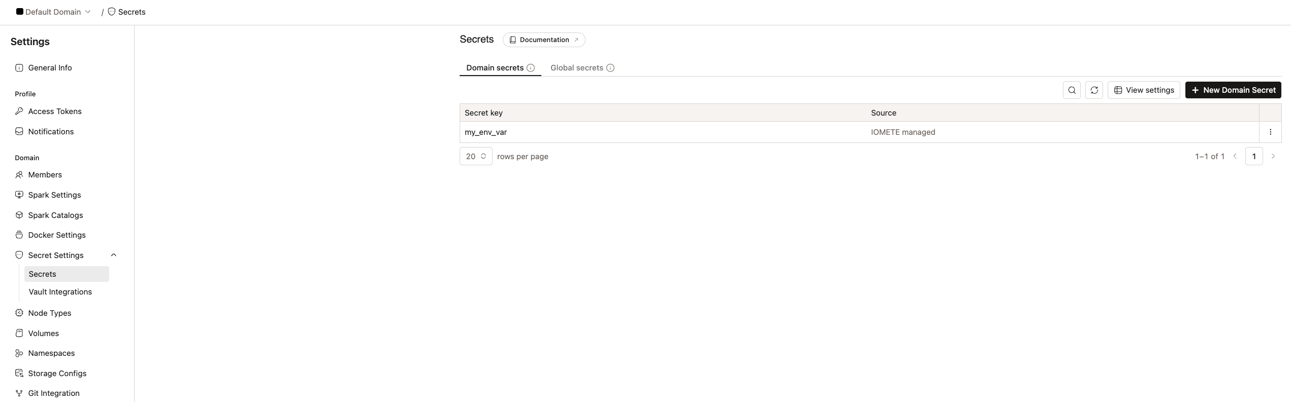 Domain level secret in IOMETE | IOMETE