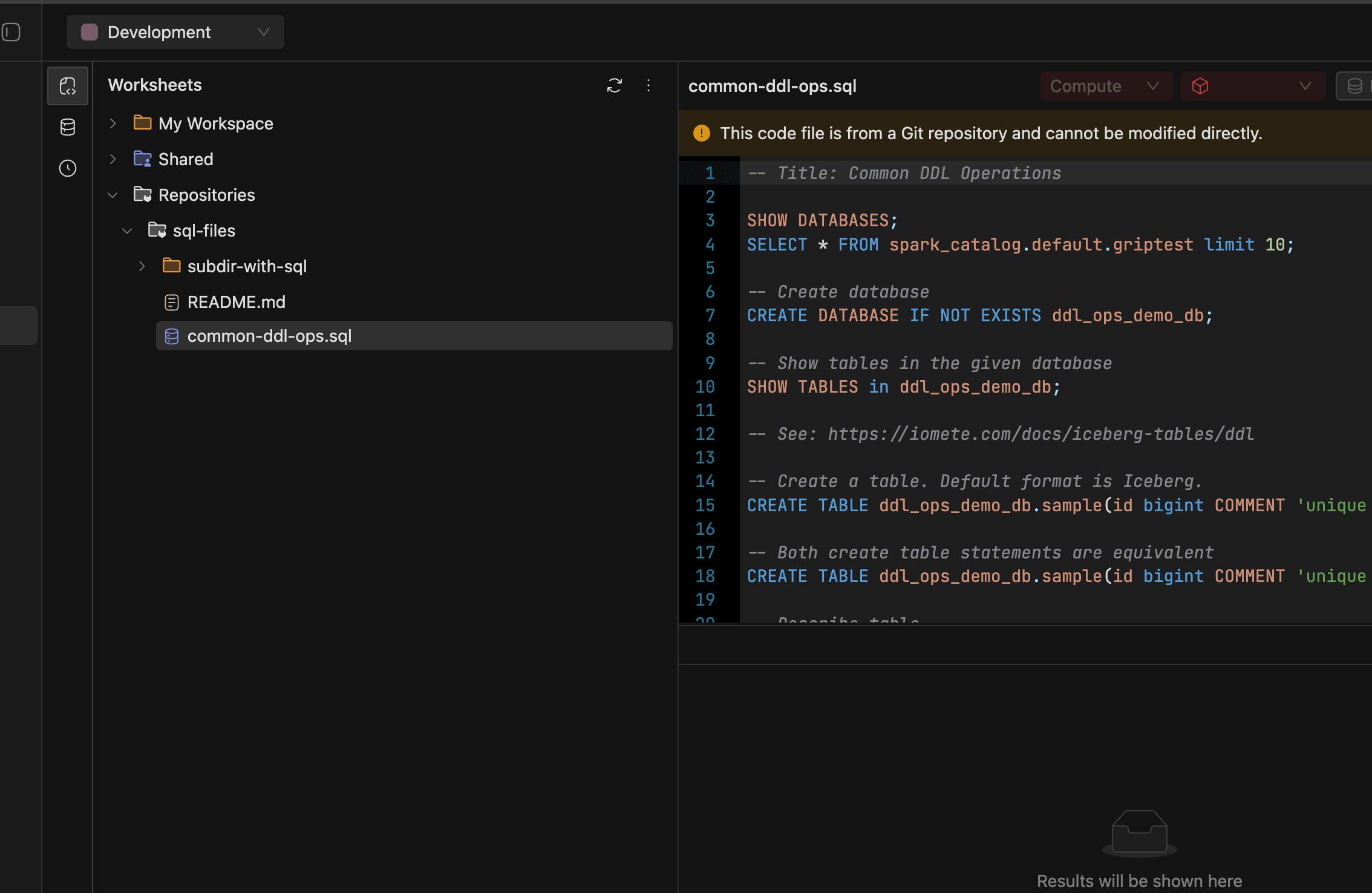 execute sql | IOMETE