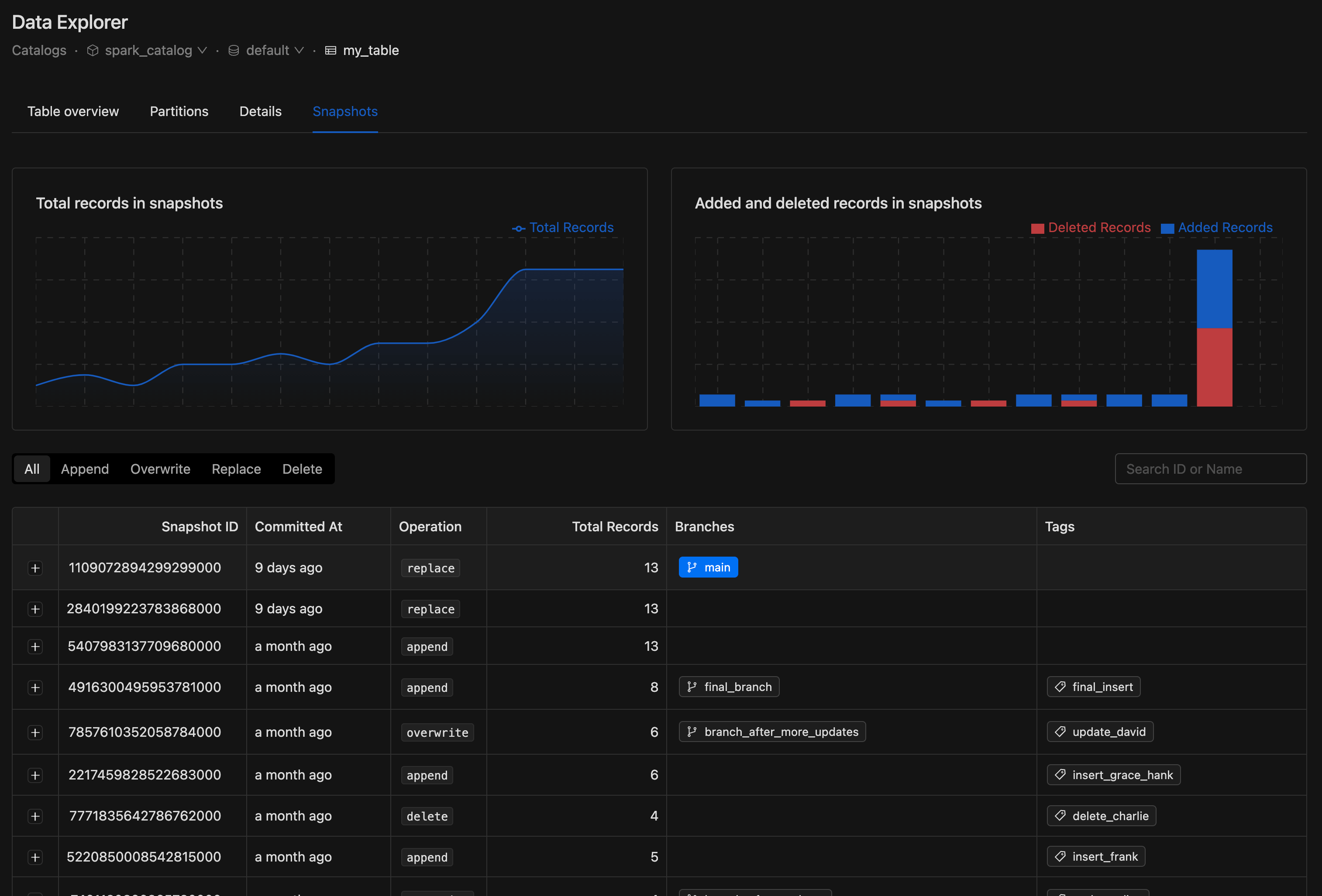 Data Explorer page | IOMETE