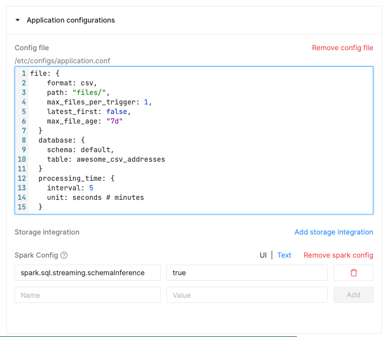 Job config.