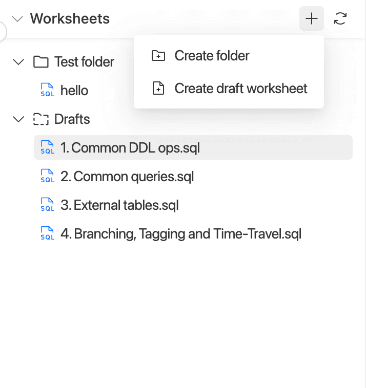 SQL Editor - Folder create | IOMETE