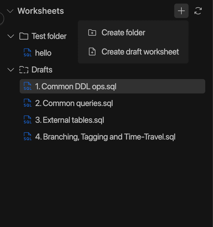 SQL Editor - Folder create | IOMETE