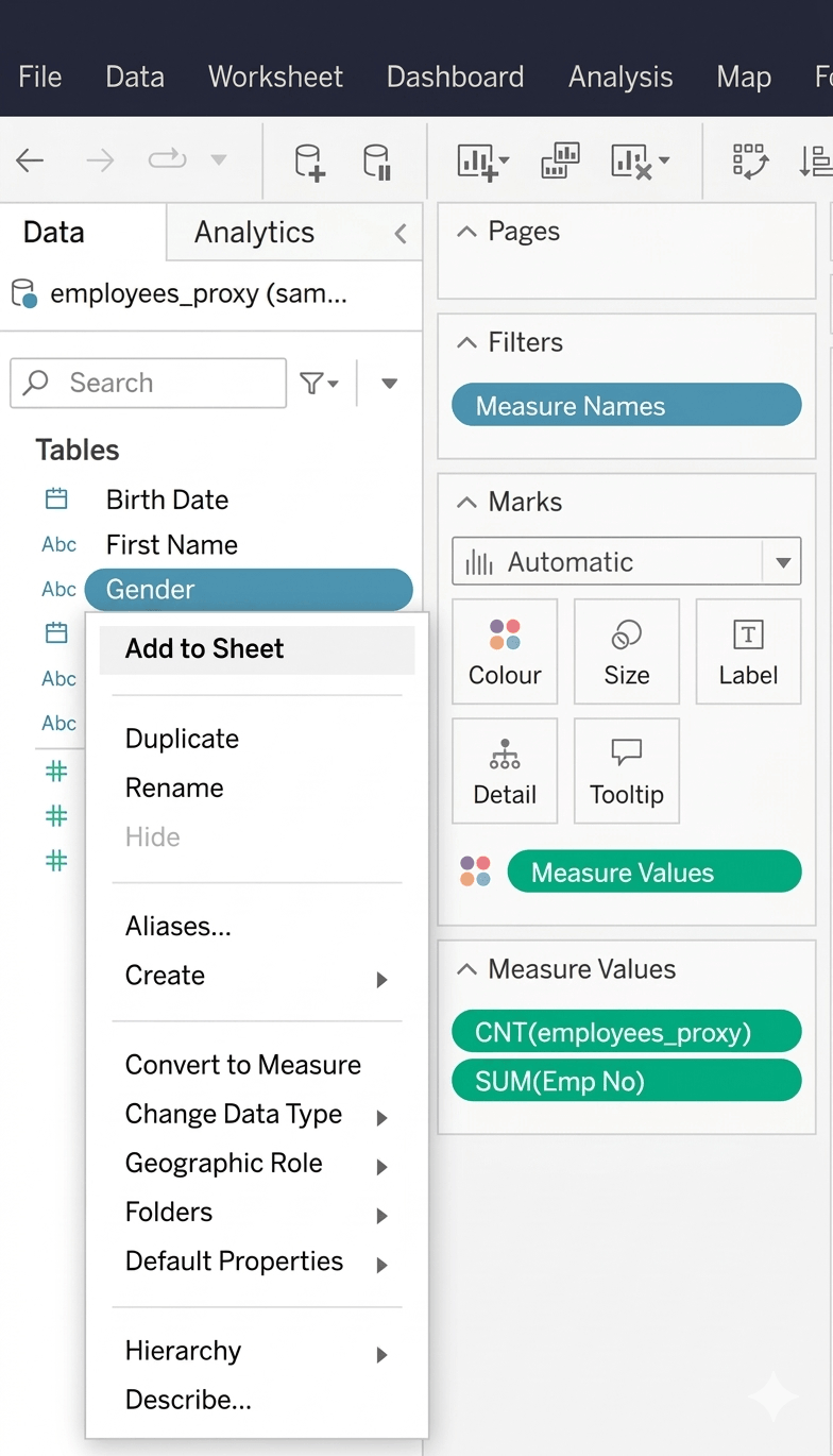 Adding gender dimension to the Tableau report | IOMETE