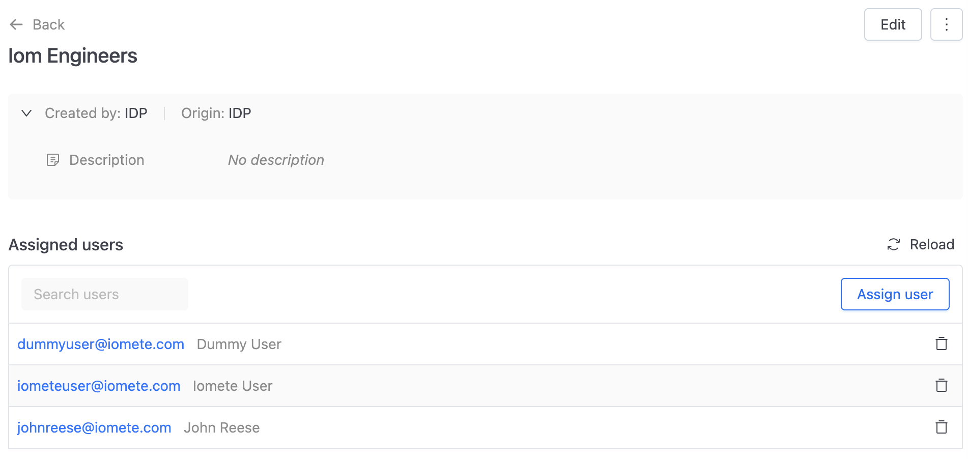 Group detailed page | IOMETE