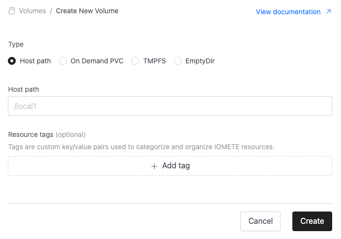 Host Path create | IOMETE