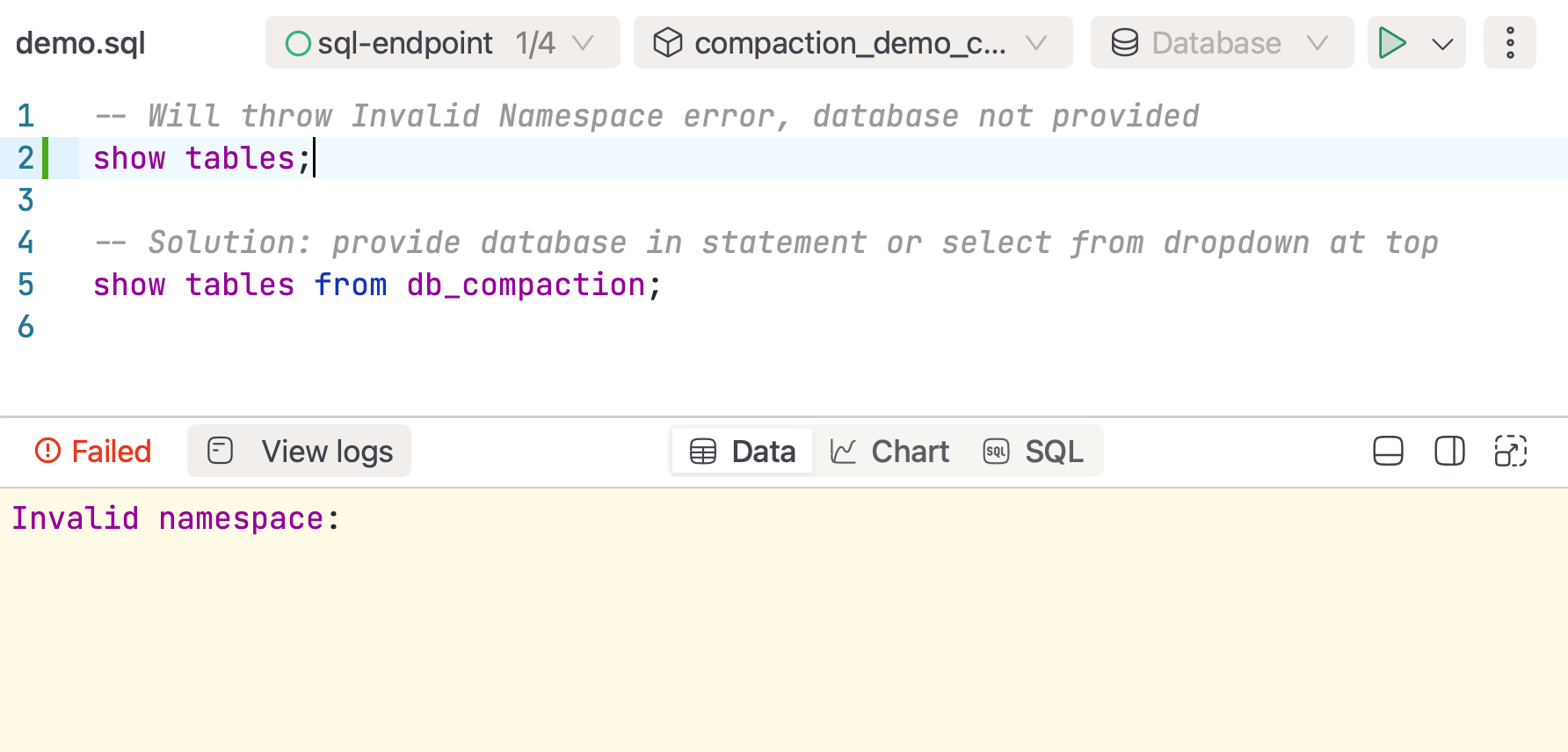 invalid-namespace | IOMETE