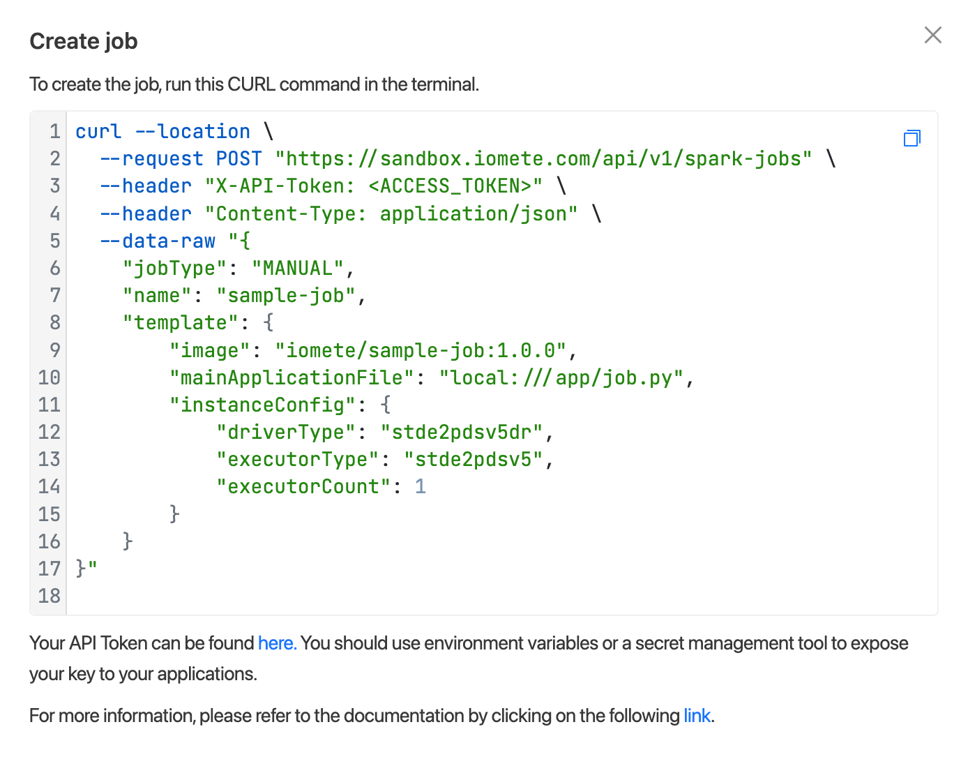 Create Spark Job with API | IOMETE