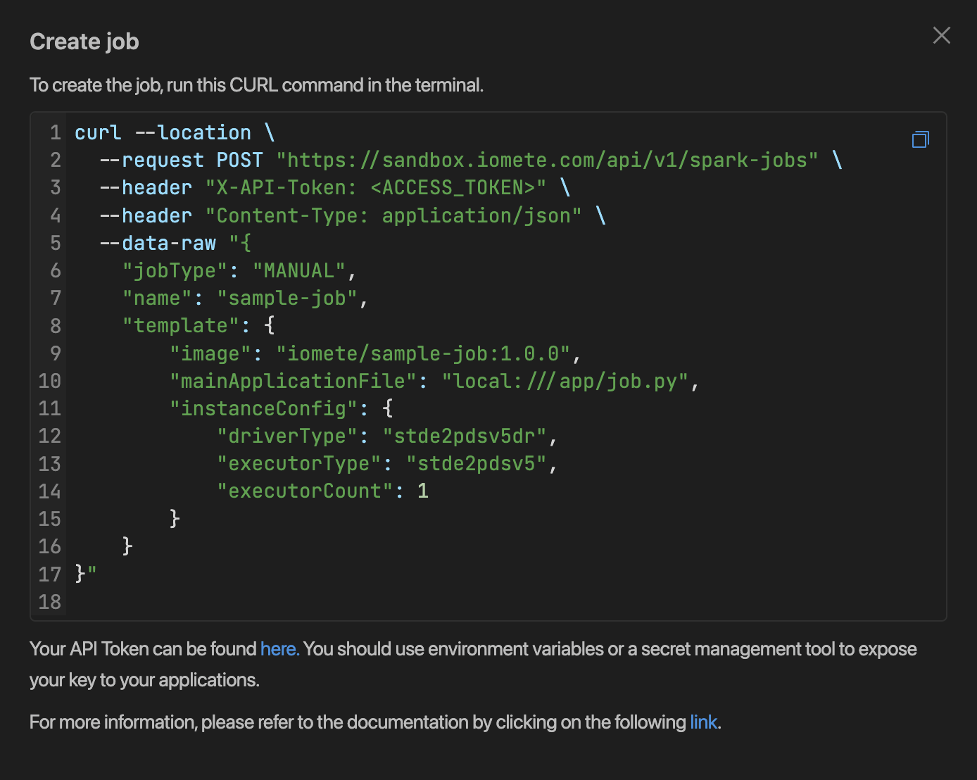 Create Spark Job with API | IOMETE