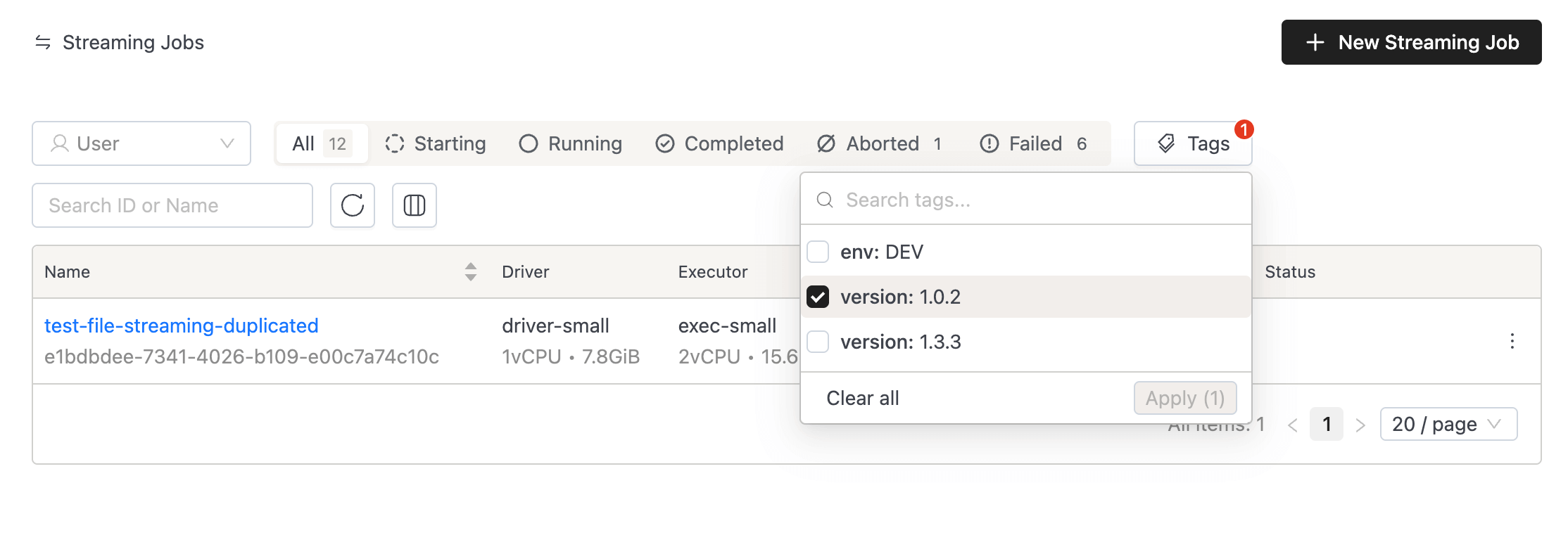 Job Filter By Tag | IOMETE