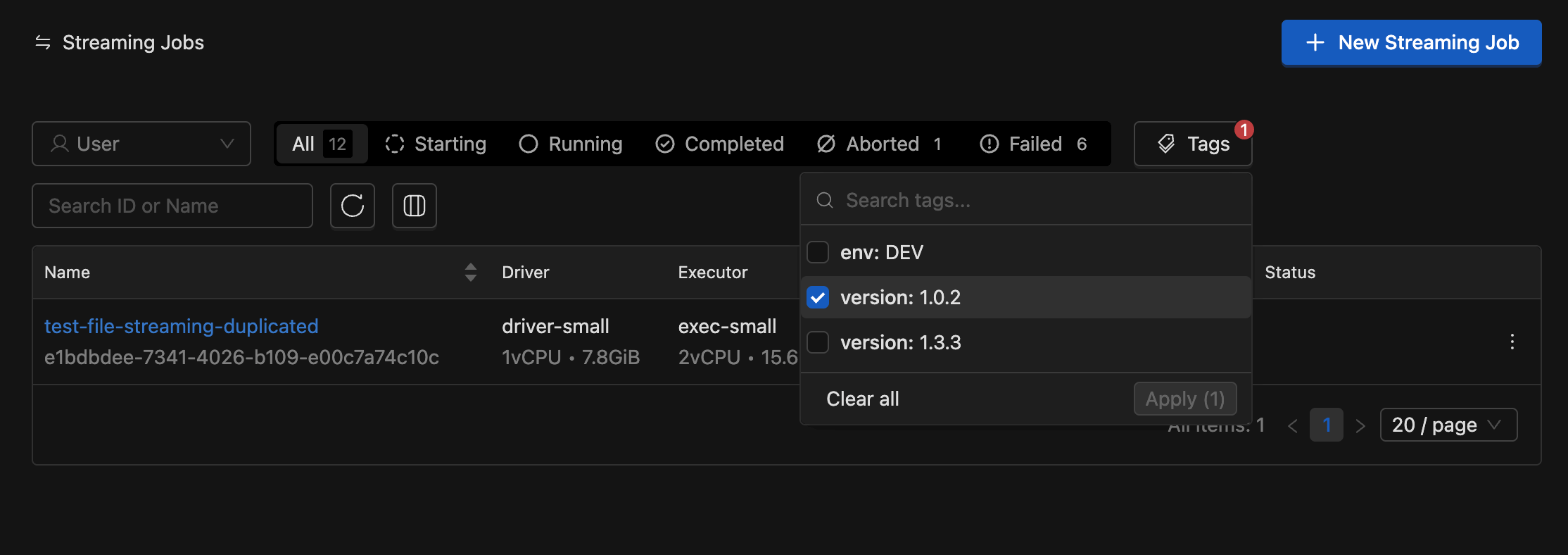 Job Filter By Tag | IOMETE