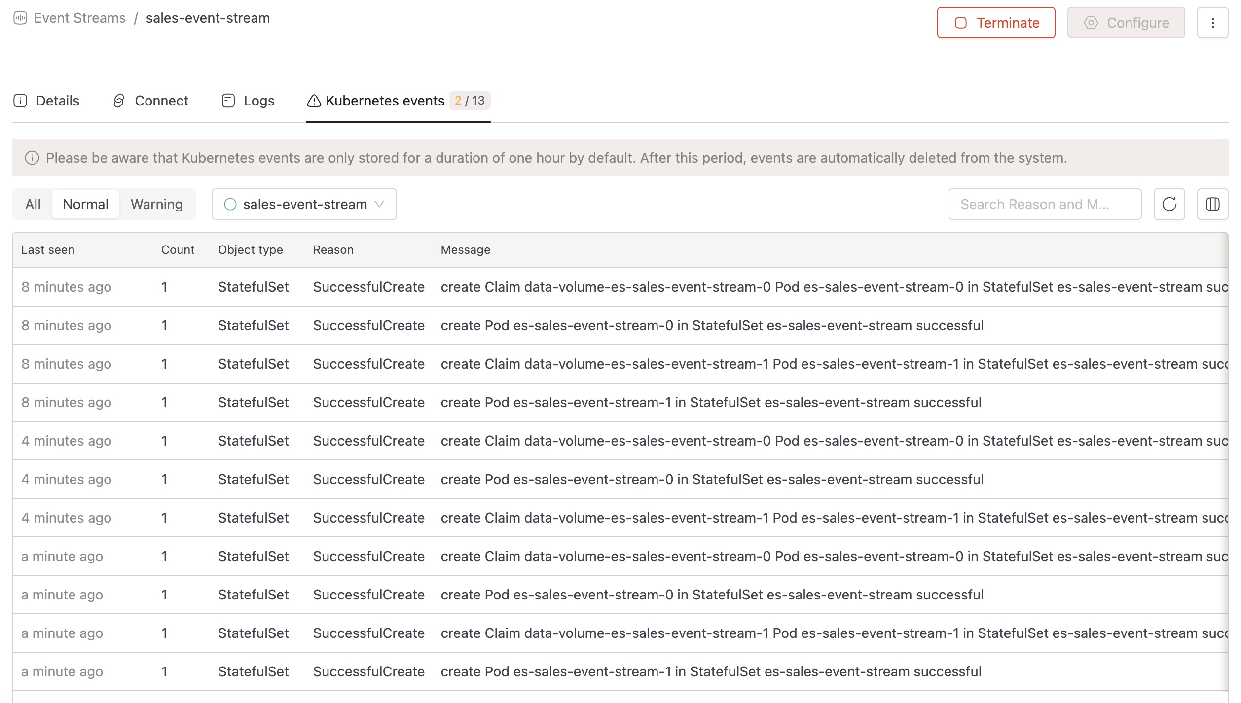 Kubernetes events | IOMETE