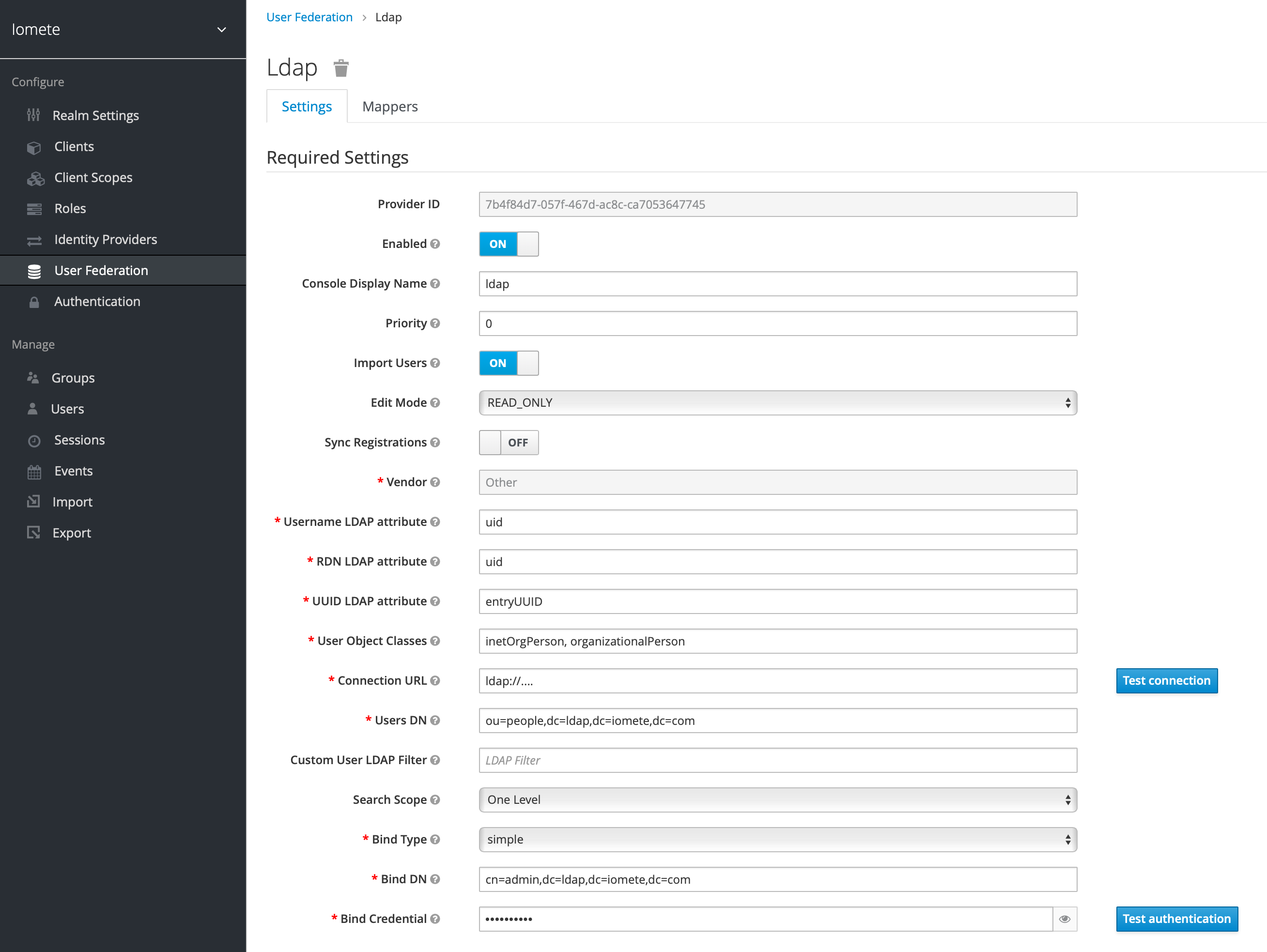 LDAP Keycloak Admin | IOMETE