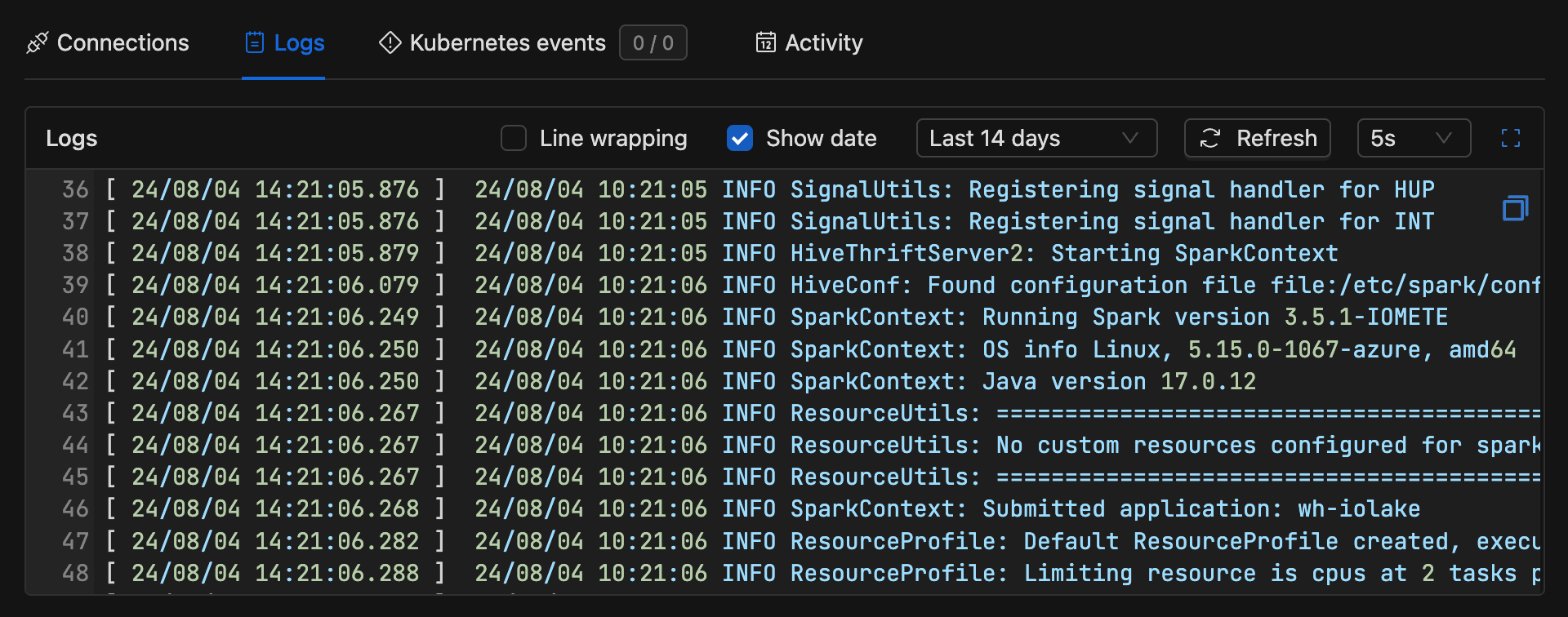 Spark logs | IOMETE