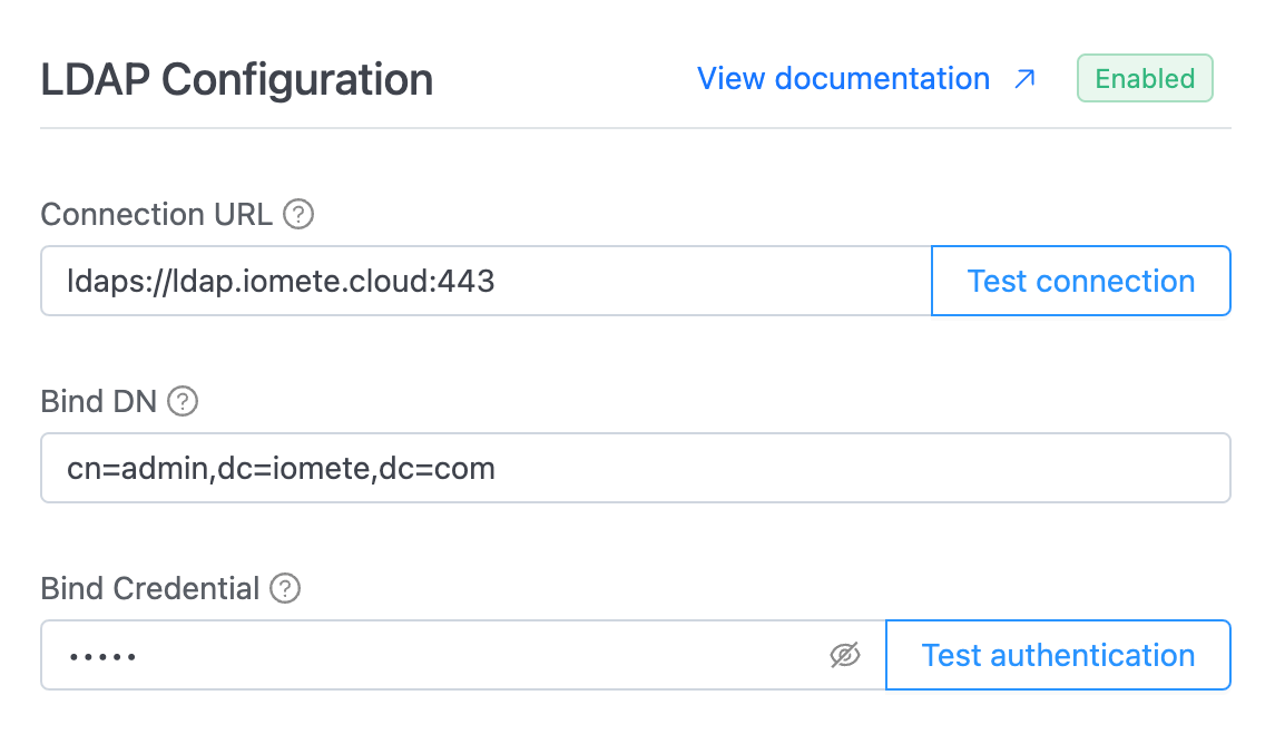 LDAP configuration general options | IOMETE