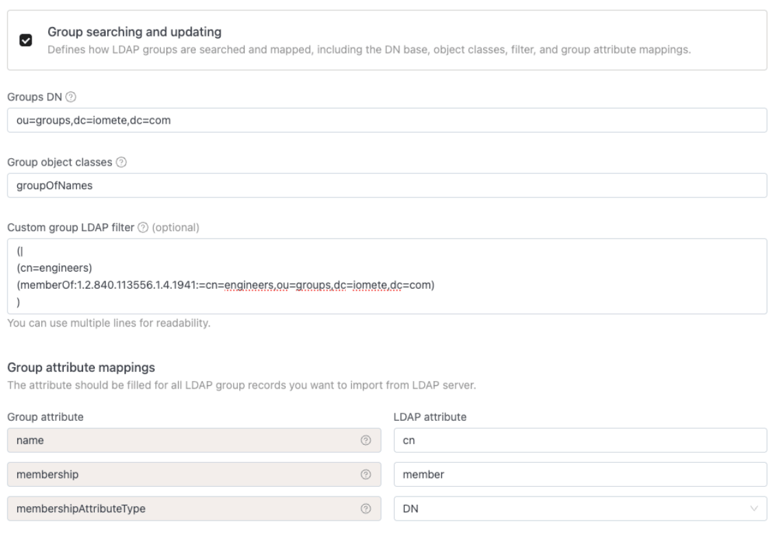 group searching and updating | IOMETE