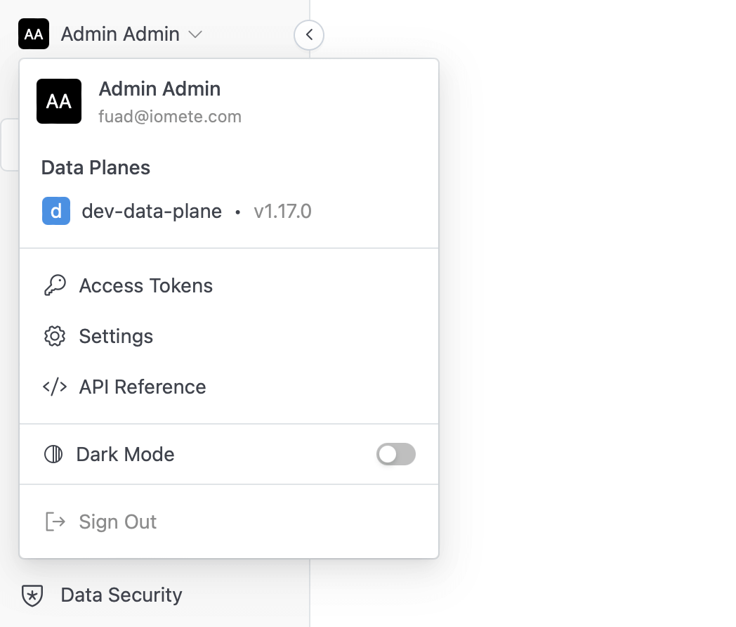 Data Plane Version | IOMETE
