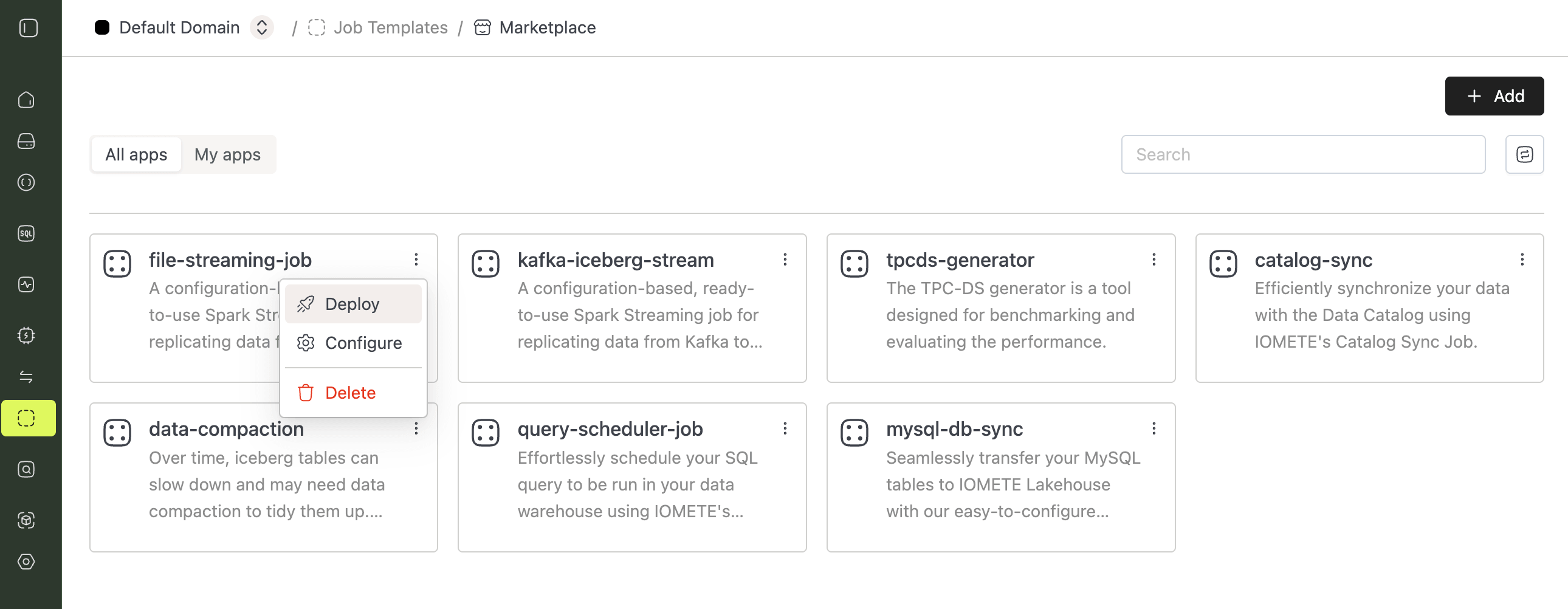 Deploy file-streaming from the Marketplace | IOMETE