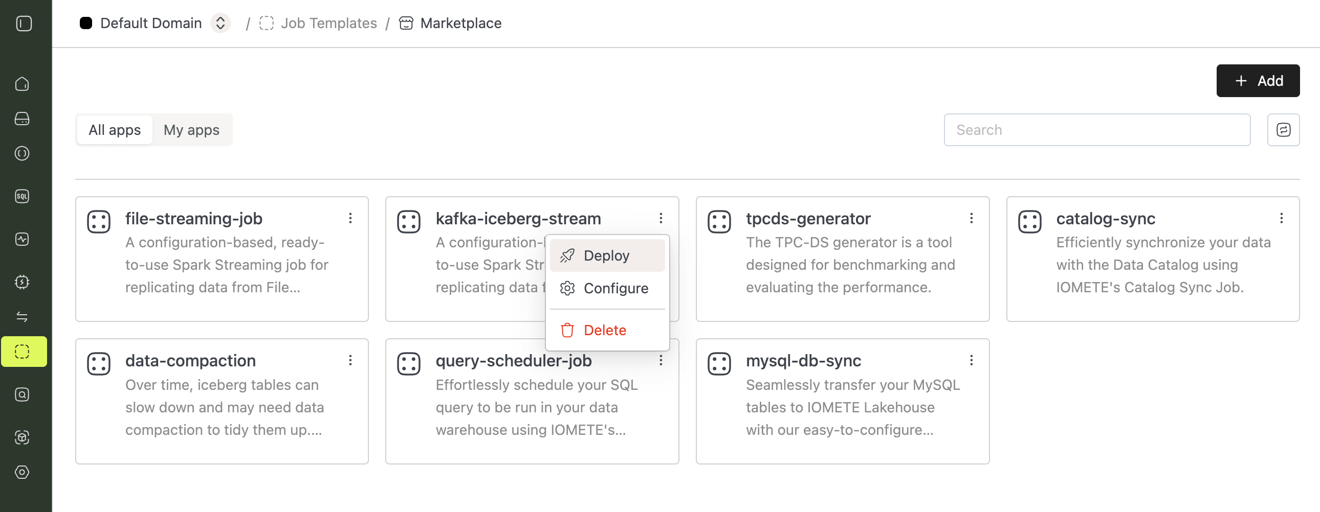 Deploy kafka-streaming from the Marketplace | IOMETE