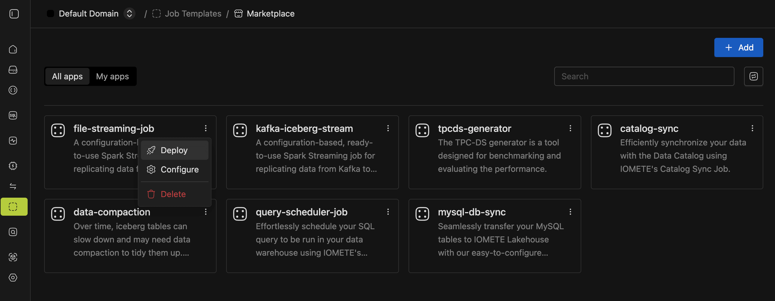 Deploy file-streaming from the Marketplace | IOMETE