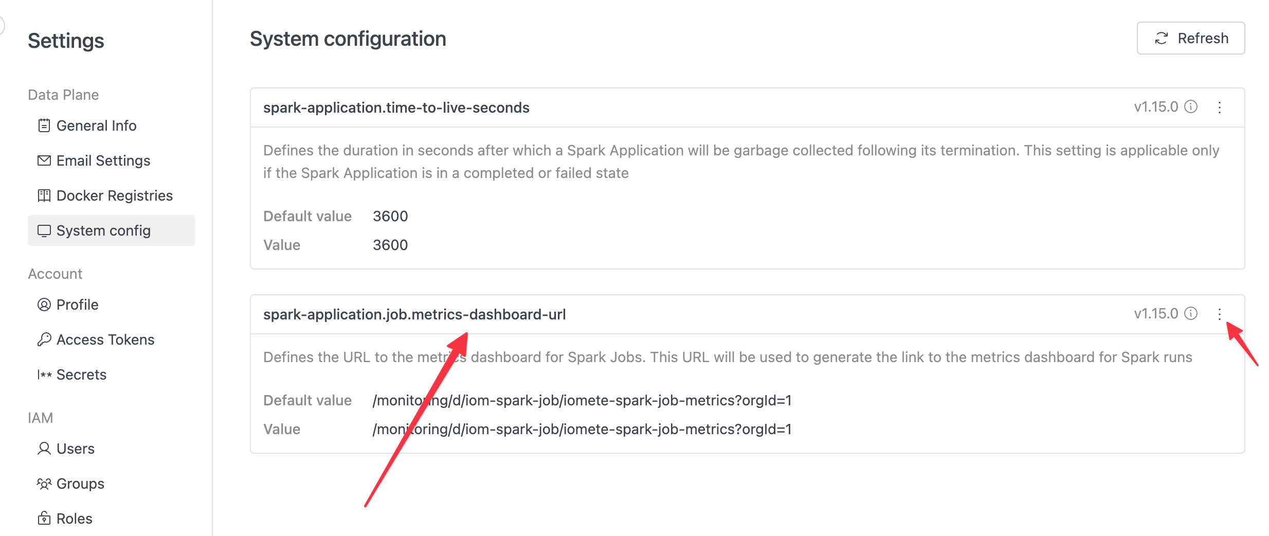 Spark Job Grafana Dashboard Settings 1 | IOMETE