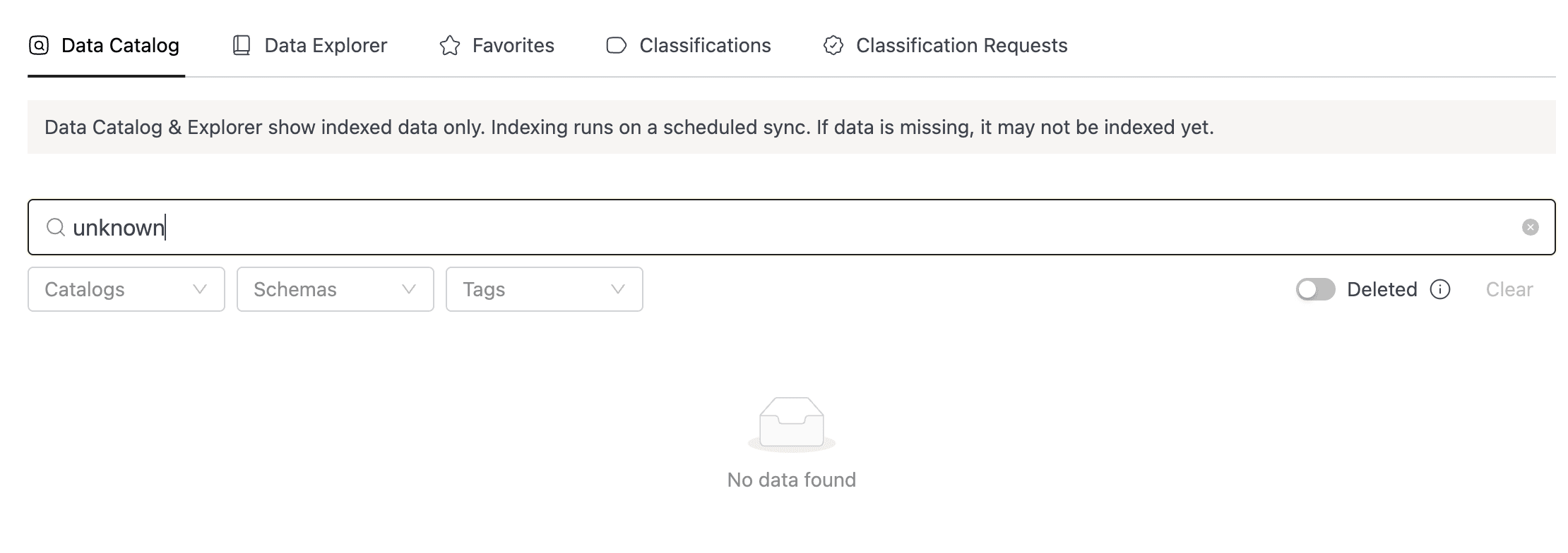 No data found message when search returns no results | IOMETE